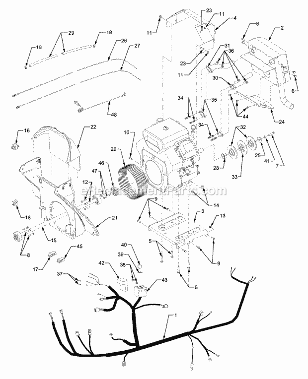 Driveshaft And Engine Connections Diagram and Parts List for GT3204 14A-671-710 Cub Cadet Lawn Tractor